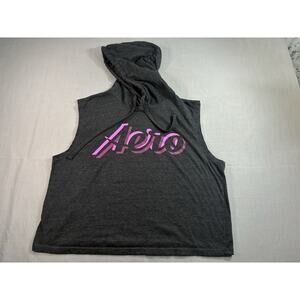 Aeropostale Aero Sport Sleeveless Hoodie Tank Top XL Gray Pink Logo